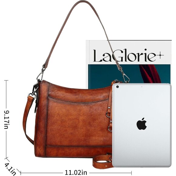 Women Brown Genuine leather Imported Purses Handbag Crossbody Bags - Picture 3 of 7